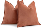 MIULEE Pack of 2 Burnt Orange Decorative Pillow Covers 18x18 Inch Soft Chenille Luxurious Couch Throw Pillows Farmhouse Cushion Covers with Elegant Design for Sofa Bedroom Living Room Home Decor