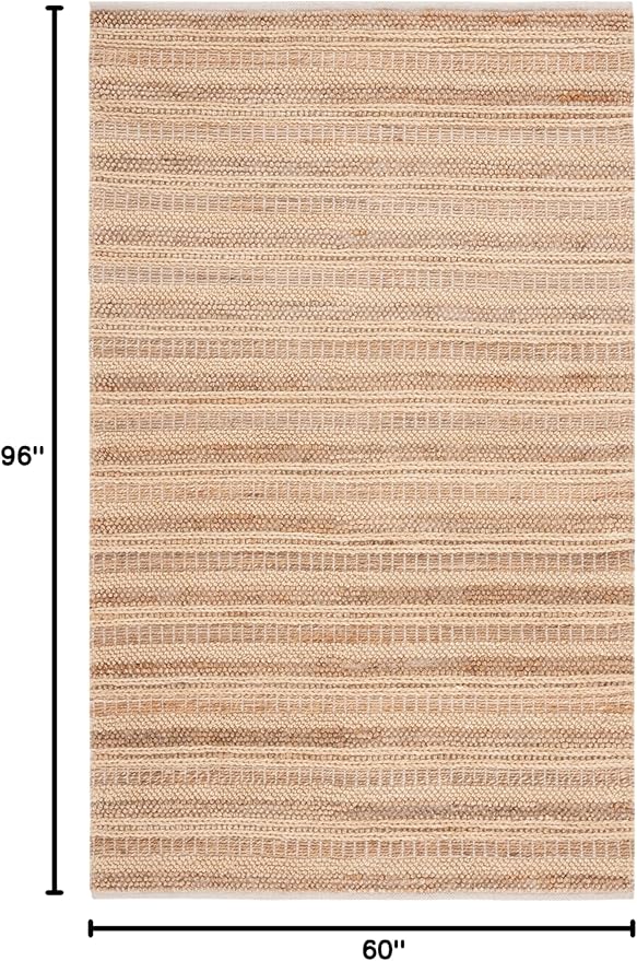 SAFAVIEH Natura Collection Area Rug - 5' x 8', Natural & Beige, Rustic Farmhouse Design, Handmade Wool & Jute, Ideal for The Living Room, Bedroom, Dining Room (NAT501A-5)