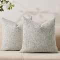 Decorative Couch Throw Pillow Covers 18x18 Set of 2 Cream Gray Striped Soft Wool Pillow Covers Neutral Textured Boho Cushion Covers for Modern Farmhouse Sofa Bedroom Living Room Decor SY012-B18