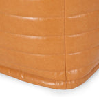 GDFStudio Contemporary Faux Leather Channel Stitch Pouf Ottoman Foot Stool - Bean Bag Floor Chair - Foot Rest Couch for Living Room Bedroom,Caramel Cube,16"" x 16"" x 16"", Conrai,caramel, 314802N