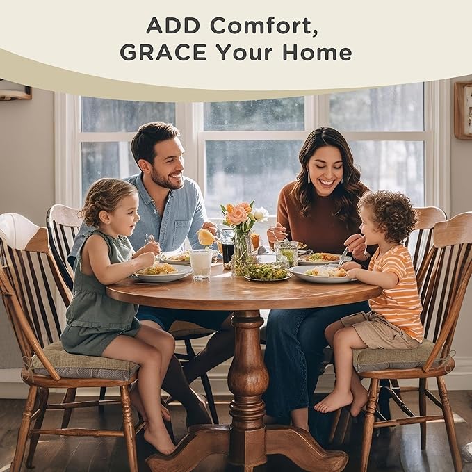 AddGrace Chair Cushions for Dining Chairs Set of 1 Kitchen Seat Cushions with Ties and Non Slip Backing Tufted Indoor Seat Pad for Kitchen Dining Room 18" x 17" x 3" Light Brown