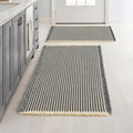 MIULEE Set of 2 Waffle Bathroom Rugs, Boho Bath Rugs Non Slip Washable, Super Absorbent Bath Mats, Ultra Soft Rubber Backed Shower Mats for Bathroom Floor, Tub, Dark Grey & Yellow, 17"x24"+18"x30"