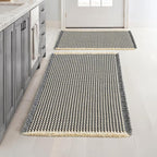 MIULEE Set of 2 Waffle Bathroom Rugs, Boho Bath Rugs Non Slip Washable, Super Absorbent Bath Mats, Ultra Soft Rubber Backed Shower Mats for Bathroom Floor, Tub, Dark Grey & Yellow, 17"x24"+18"x30"