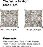 Taupe Gray Ethnic Boho Throw Pillow Covers 24x24 Inch Decorative Square Bohemian Carpet Pattern Vintage Pillow Cases Grey Floral Cushion Covers Farmhouse Home Decor For Sofa Couch Outdoor Set of 2