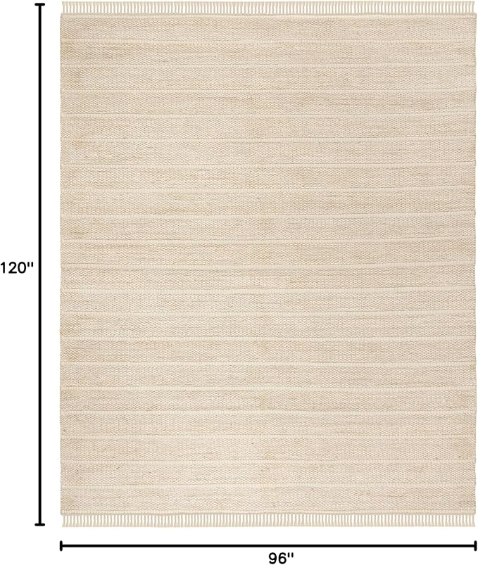 SAFAVIEH Area Rug 8x10 - Natural Fiber Collection - Large - Ivory & Ivory, Handmade Jute, Ideal for Living Room, Bedroom, Dining Space (NF550B)