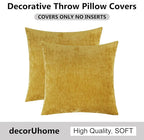 decorUhome Chenille Mineral Yellow Spring Euro Sham Throw Pillow Covers 24x24 Inch Set of 2, Decorative Soft Couch Pillow Covers Solid Dyed Accent Farmhouse Neutral Square Pillow Cases for Sofa