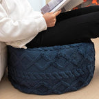 Round Pouf Ottoman Stuffed 20x12 Inches Floor Pouf Chair for Living Room Bedroom Modern Foam Pouf Ottoman Foot Rest for Couch Home Decor Pouffe Dark Blue