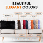 Cheer Collection Throw Pillows for Couch and Bed, Soft Shaggy Throw Pillows with Inserts Included, Cozy Long Hair Faux Fur Pillows - Set of 2-12" x 20" - Black