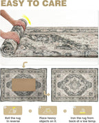 Washable Runner Rug 2x3 Runners for Hallways, Ultra-Thin Carpet Runners for Entryway Anti Slip Backing Runner Rugs for Kitchen Laundry Room Indoor Hallway (Black/Beige)