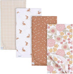 Gerber Unisex Baby 100% Cotton Flannel Receiving Blankets 30x30 Inches (Pack of 4), Retro Floral, One Size