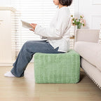Asuprui Round Square Pouf Ottoman Foot Rest – Lightweight Modern Footstool with Plush Foam Filling, Perfect for Living Room Decor & Cozy Comfort – 20x20x14 Inch Chic Accent Piece (Sage Green)