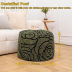 Asuprui Fluffy Flower Pouf Ottoman Cover Only – 20"x14" Round Plush Fuzzy Pouf Shell for Footrest, Stool or Floor Seat, Soft Removable Home Decor (No Insert Included) (Green)