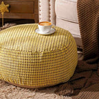 SUTAVIA Pouf Ottoman Cover Unstuffed Pouf Seat Decorative Soft Storage Bean Bag 20x20x8 Inches Floor Footrest for Living Room Bedroom (Yellow, Round)