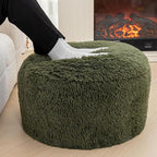 Unstuffed Pouf Ottoman Cover Handmade Footstool Ottoman Storage Solution Floor Pouf Footrest Cushion 20Diameterx12Height Inches for Living Room Wedding Bedroom Green No Filler