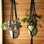 SATINIOR 12 Pcs Macrame Plant Hangers Handmade Boho Hanging Planters 12 Different Tiered Designs with 12 Hooks for Flower Pots Indoor Outdoor Decorative Wall Hanging Baskets for Home (Classic,Black)