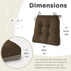 AddGrace Chair Cushions for Dining Chairs Set of 4 Kitchen Seat Cushions with Ties and Non Slip Backing Tufted Indoor Seat Pad for Kitchen Dining Room 18" x 17" x 3" Coffee
