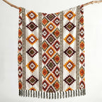 CASAAGUSTO Boho Throw Blanket - Orange and Green Decorative Blankets with Tassel, Printed Flannel Bohemian Blanket for Chair, Bed, Sofa, Couch(60 * 80, Orange and Green)
