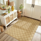 BESTSWEETIE 3'x5' Washable Rug Hand-Woven Low Pile Soft Checkerboard Pattern Reversible Checkered Braided Rugs with Short Fringe Carpet for Living Room Bedroom Dining Room Home Decor - Naturejute