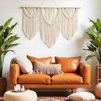 guzhiou large macrame wall hanging - Boho Tapestry Macrame Wall Decor Art- Chic Bohemian Handmade Woven Tapestry Home Decoration for Bedroom Living Room Apartment Wedding Party - 43"x32" (Beige-Leaf)