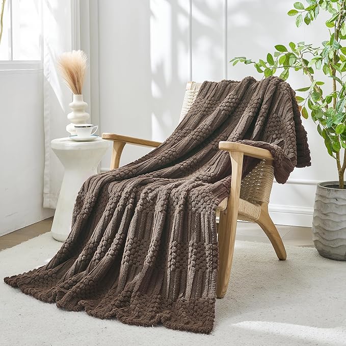 lifein Throw Blanket for Couch-Dark Brown Boho Throw Blanket, Soft Fleece Plush Lightweight Blankets&Throws for All Seasons, Fuzzy Decorative Blankets for Livingroom Bed Sofa Chair (50x60, Dark Brown)