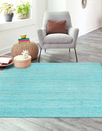 Unique Loom Braided Jute Collection Area Rug - Dhaka (8' Square, Turquoise)