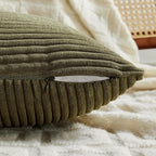 Fancy Homi 2 Packs Olive Green Lumbar Decorative Throw Pillow Covers 16x32 Inch for Living Room Couch Bed, Farmhouse Boho Home Decor, Soft Striped Corduroy Rectangle Accent Cushion Case 40x80 cm