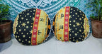 CRAFT KALA Mandala Floor Pillow Cushion Cover Seating Throw Cover Hippie Decorative Bohemian Ottoman Poufs Pom Pom Pillow Cases Indian Cotton Living Room Home Décor 24" Round Set of 2, Yellow Zodiac