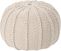 Christopher Knight Home Agatha Knitted Cotton Pouf, Beige Small