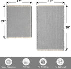 MIULEE Set of 2 Waffle Bathroom Rugs, Boho Bath Rugs Non Slip Washable, Super Absorbent Bath Mats, Ultra Soft Rubber Backed Shower Mats for Bathroom Floor, Tub, LightGrey & Cream, 17"x24"+18"x30"