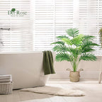 Der Rose 2Pcs Fake Palm Tree 28Inch Large Fake Potted Faux Areca Palm Plant with Hand-Woven Baskets with Handles for Indoor Outdoor Home Office Porch Balcony Bedroom Decor