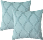 decorUhome Spring Euro Sham Throw Pillow Covers 24x24 Inch Set of 2, Soft Plush Faux Fur Wool Aqua Accent Couch Pillow Covers for Modern Farmhouse Bed Sofa Living Room