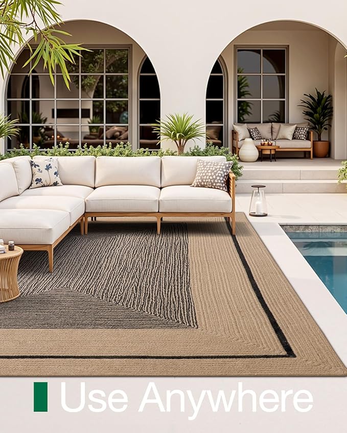 LUMI 6x9 Jute Area Rug for Living Room, Natural Handwoven Rugs Non Slip, Farmhouse Braided Carpets No Shedding for High Traffic, Dining Room, Indoor, Outdoor, Patio