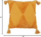SARO LIFESTYLE Allman Collection Tufted Diamond Tassel Throw Pillow with Down Filling, 18", Mustard