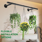 Hanging Planters Rod – Plant Hanger Indoor for Window Ceiling, Hanging Plant Shelf for Wall Planter House Plants, Plant Shelves Metal Holder Bar 47.5In (Pots, plants, chains not included)