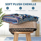 Boho Throw Blanket - Hippie Chenille Jacquard Bohemian Chair Couch Sofa and Bed Furniture Cover with Colorful Tribal Pattern (Purple, 60" x 75")