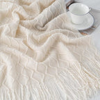 BATTILO HOME Ivory White Throw Blankets for Couch, Off White Lightweight Decorative Blankets and Throws, Boho Warm Knit Blanket for Men and Women, 50"x60"