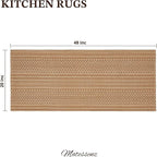 20"x48" Kitchen Mats for Floor, Woven Kitchen Rugs, Machine Washable Mats Boho Style, Non Slip, Anti-Skid TPR Backing for Kitchen, Non-Slip, Durable, Easy Clean, Everyday Use