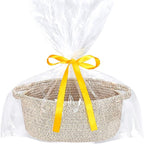 ABenkle Small Woven Basket 12"x 8"x 5" - Rope Room Shelf Storage, Cat Dog Toys Chest Box, Decorative Empty Gift With Handles - All Mixed Brown