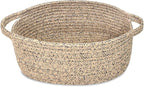 ABenkle Small Basket with Handles - Decorative Durable Rope Woven Storage Bin Shelf Storage Organizer Cube, Easter Baby Gift Basket, 12"x8"x5"