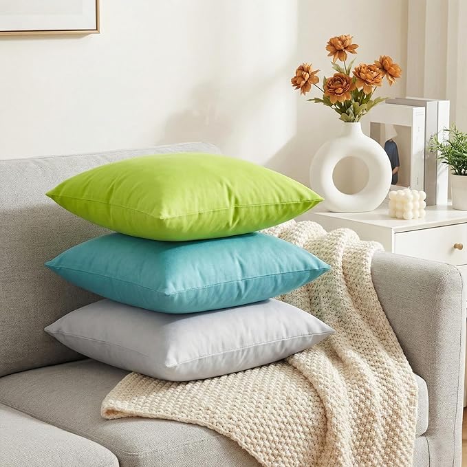 Thmyo 4-Pack 100% Cotton Comfortable Solid Decorative Throw Pillow Case Square Cushion Cover Pillowcase Sublimation Blank Pillow Covers DIY Throw Pillowcase(16x16 inch/ 40x40cm,Light Silver Grey)