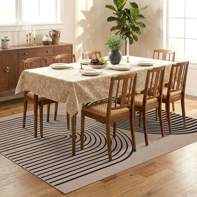 GarveeHome Modern Rainbow Easy Jute 4x6 Area Rug, Washable Rugs for Living Room Bedroom Kitchen Office, Non Slip Carpet for Entryway Backyard Sunroom