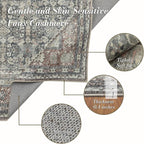 Area Rug 4×6, Vintage Boho Rug,Ultra-Soft Low Pile, Washable, Non Slip,Stain Resistant, Printed Carpet for Living Room Bedrooms Playroom Office Kitchen,Rust/Green