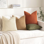 MIULEE Modern Farmhouse Decorative Pillow Covers 16x16 Inch Set of 4 Natural Rustic Throw Pillows Neutral Warm Soft Corduroy Couch Pillowcases Home Decor for Sofa Living Room Bed Brown Green