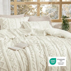 Bedsure Tufted Boho Comforter Set Twin Size - Ivory Boho Bed Set, GentleSoft™ 2 Pieces Farmhouse Shabby Chic Embroidery Bedding, Gifts for Woman, Soft Jacquard Twin Comforter for All Seasons