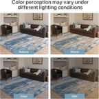 GENIMO No Crease Non Slip 6x9 Area Rugs for Living Room, Craft Woven Modern Rug, Soft Floor Carpet, Single-Piece Rugs for Bedroom, Dining Room, Office, Blue