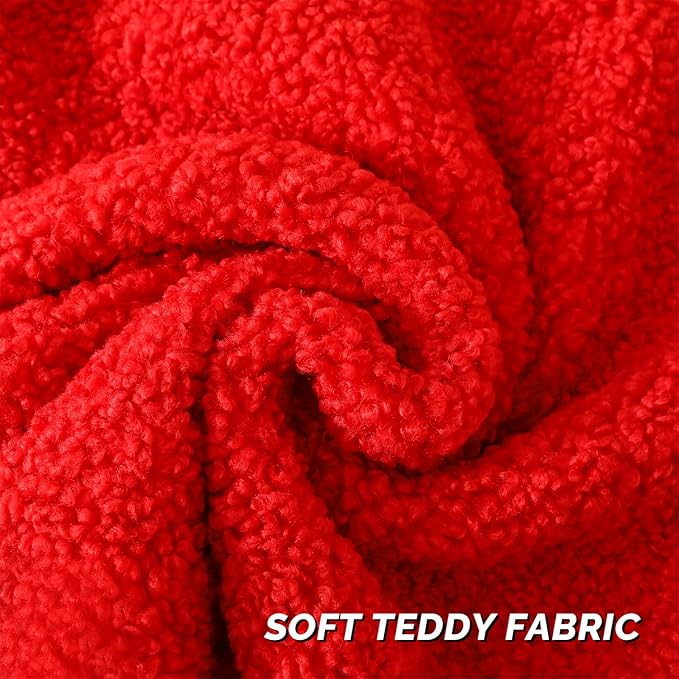 FUTEI Red Throw Pillow Covers 20x20 Inch Set of 2,Furry Faux Fur Teddy Boucle Textured Cushion Covers,Soft Fluffy Decorative Pillow Case,Home Decor for Couch Bed Living Room Office Car