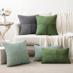 MIULEE Greyish Green Decorative Euro Sham Pillow Covers 24x24 Inch for Bed Couch Sofa Spring Decor Pack of 2 Boho Farmhouse Throw Pillows Soft Cross Corduroy Patchwork Textured Cushion Cases