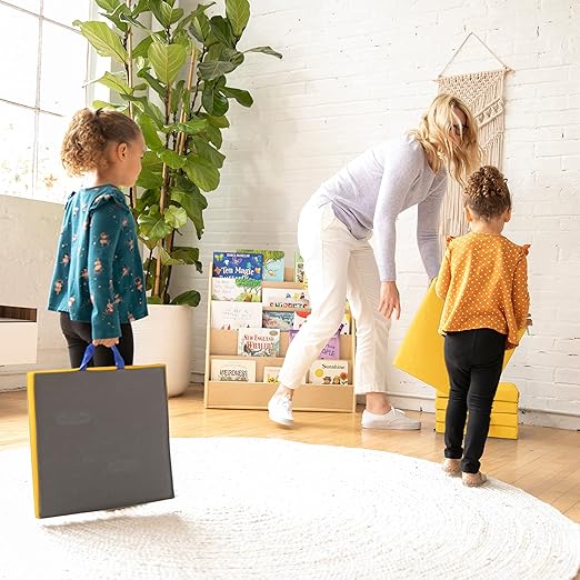 ECR4Kids SoftZone Square Floor Cushions with Handle, Flexible Seating, Yellow, 6-Piece
