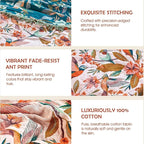 Boho Throw Blanket - 60"x80" 100% Cotton Ultra Soft Lightweight Spring Blanket, 4-Layer Breathable Muslin Blankets for Bed Couch, Reversible Blue Floral Bird Printed Bohemian Cotton Quilt