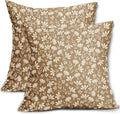Brown Pillow Covers 18x18 Set of 2 Vintage Floral Rustic Old Style Cute Flower Print Decorative Outdoor Pillowcases Seasonal Farmhouse Throw Cushion Case Decor for Couch Sofa Bed